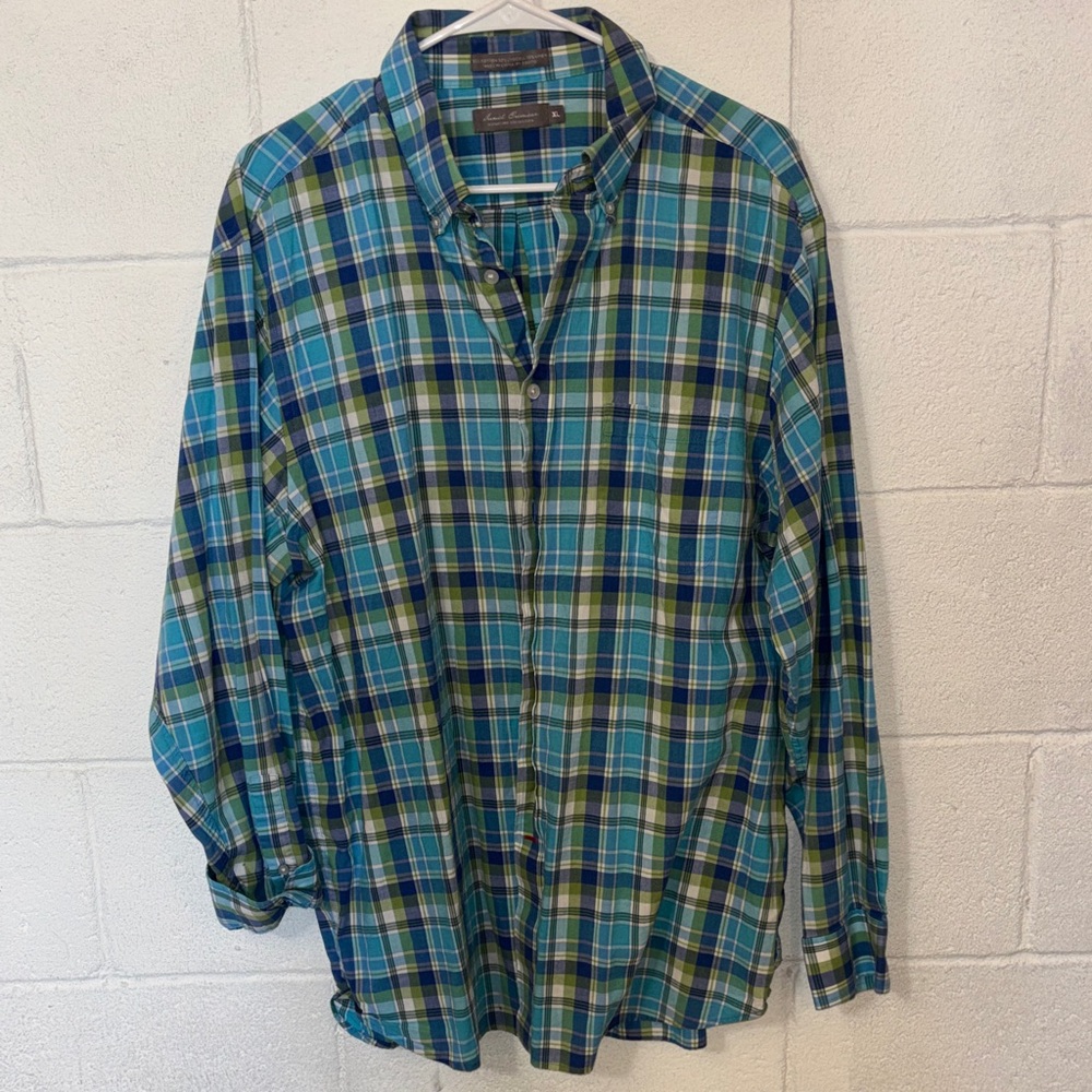Daniel Cremieux Blue & Green Plaid Button-Down Shirt